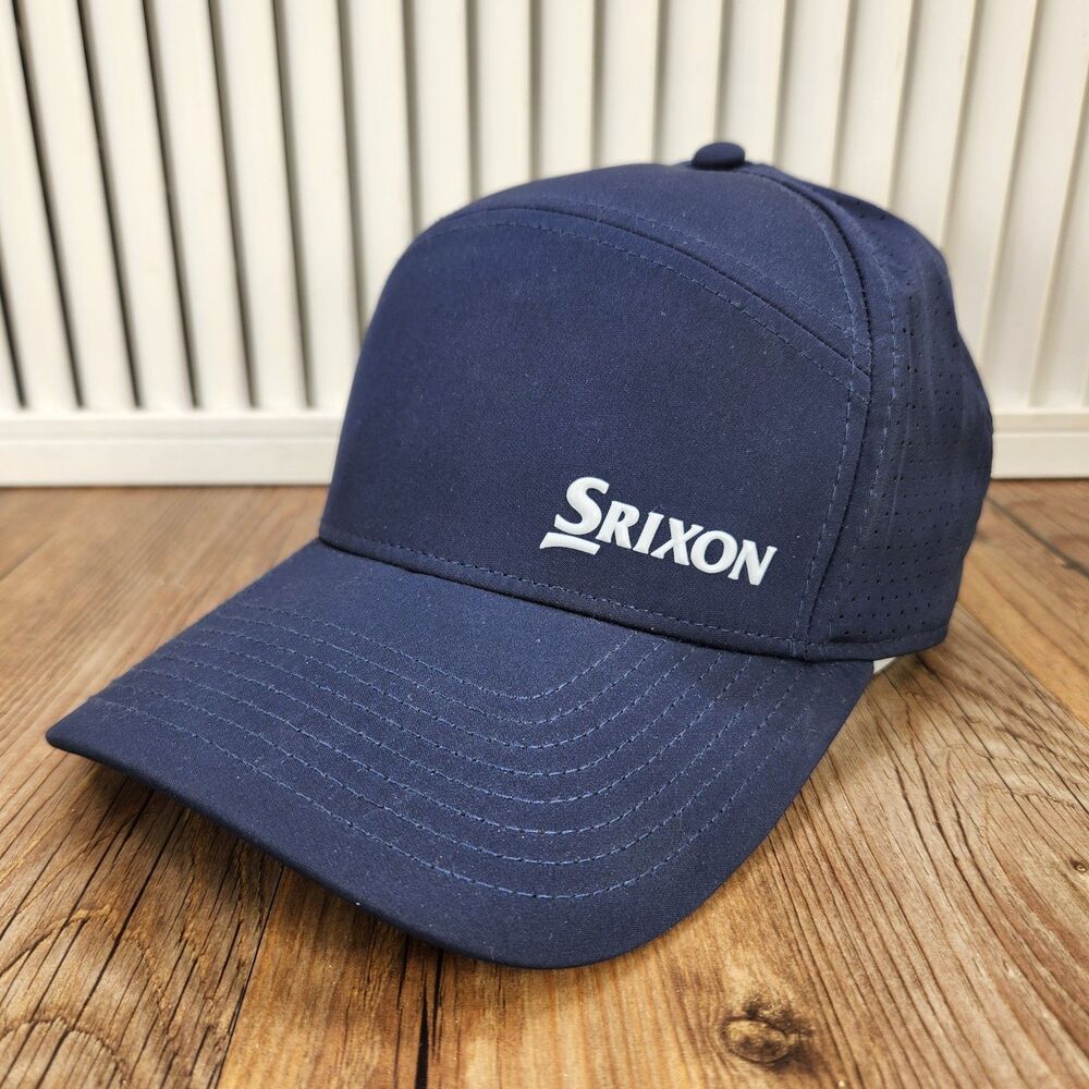 Srixon Flat Front Tech Hat Navy Blue Golf Lifestyle Snapback Perforated Ball Cap